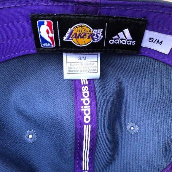 ADIDAS Los Angeles Lakers Basketball Fitted Hat S/M Grey Purple LA NBA Cap - Picture 2 of 7